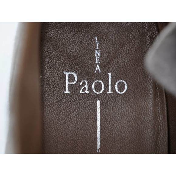 Linea Paolo Booties Women 7 Gray Suede Perforated Wedge Heel Side Zip Ankle Boot - Picture 10 of 12